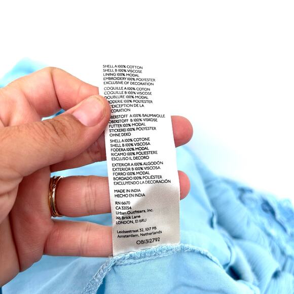 Free People Rosa Maxi Dress Baby Blue 3D Flowers Strapless Fairy XS Small - Picture 9 of 12